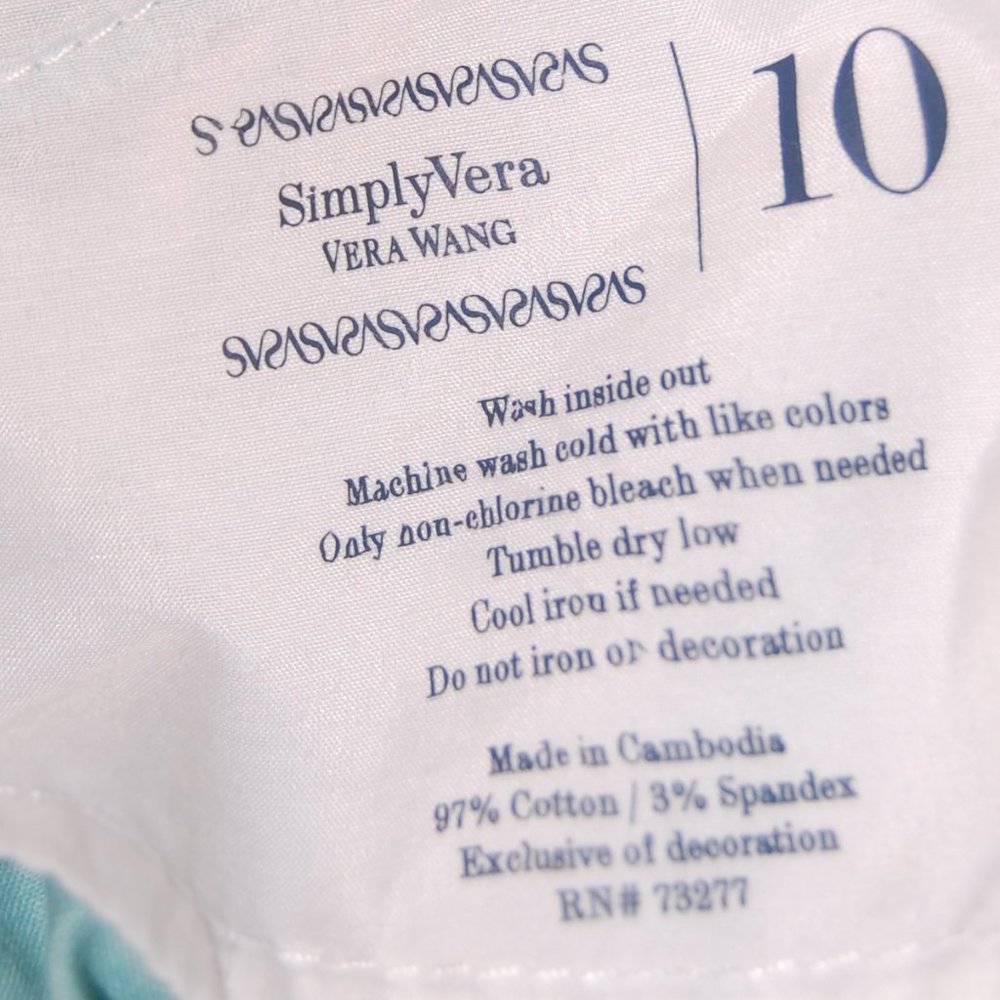 Simply Vera Vera Wang Women's Turquoise/Aqua Faded Skinny Ankle Jeans Size 10 - Picture 16 of 16